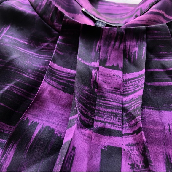 ANNE KLEIN 100% Silk Purple & Black Paint Brush Pattern Blouse – Women's Large - Picture 5 of 10